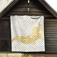 Polynesia White Sunday Quilt Polynesian Tattoo Plumeria Hibiscus Gold LT14 - Polynesian Pride