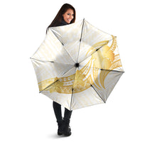 Polynesia White Sunday Umbrella Polynesian Tattoo Plumeria Hibiscus Gold LT14 - Polynesian Pride