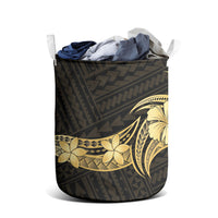 Gold Black Polynesia Hibiscus Plumeria Tattoo Laundry Basket LT14 - Polynesian Pride