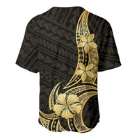 Gold Black Polynesia Hibiscus Plumeria Tattoo Baseball Jersey LT14 - Polynesian Pride