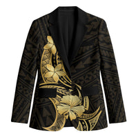 Gold Black Polynesia Hibiscus Plumeria Tattoo Blazer LT14 Unisex Black - Polynesian Pride