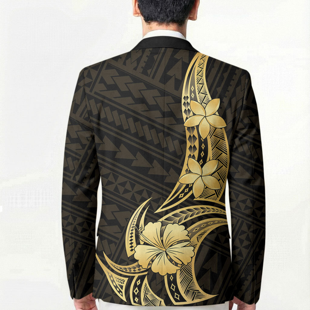 Gold Black Polynesia Hibiscus Plumeria Tattoo Blazer LT14 - Polynesian Pride