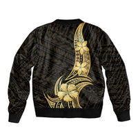 Gold Black Polynesia Hibiscus Plumeria Tattoo Bomber Jacket LT14 - Polynesian Pride