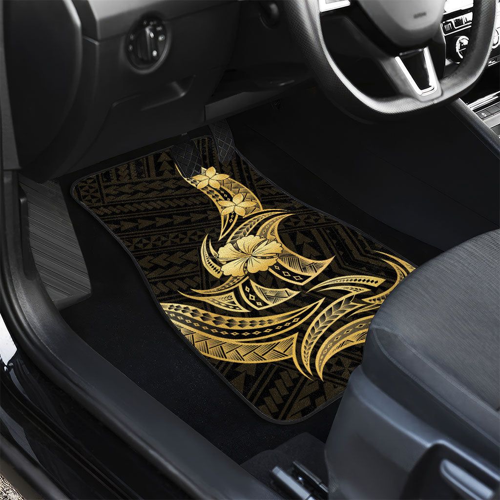 Gold Black Polynesia Hibiscus Plumeria Tattoo Car Mats LT14 - Polynesian Pride