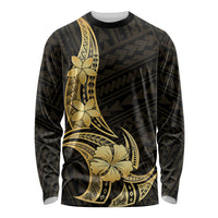 Gold Black Polynesia Hibiscus Plumeria Tattoo Long Sleeve Shirt LT14 Unisex Black - Polynesian Pride