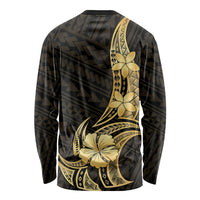 Gold Black Polynesia Hibiscus Plumeria Tattoo Long Sleeve Shirt LT14 - Polynesian Pride