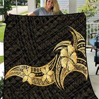 Gold Black Polynesia Hibiscus Plumeria Tattoo Quilt LT14 Black - Polynesian Pride