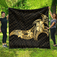Gold Black Polynesia Hibiscus Plumeria Tattoo Quilt LT14 - Polynesian Pride