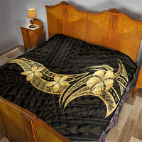 Gold Black Polynesia Hibiscus Plumeria Tattoo Quilt LT14 - Polynesian Pride