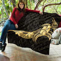 Gold Black Polynesia Hibiscus Plumeria Tattoo Quilt LT14 - Polynesian Pride