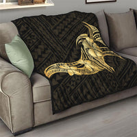 Gold Black Polynesia Hibiscus Plumeria Tattoo Quilt LT14 - Polynesian Pride