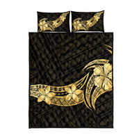 Gold Black Polynesia Hibiscus Plumeria Tattoo Quilt Bed Set LT14 - Polynesian Pride