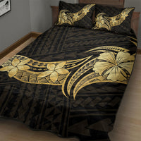 Gold Black Polynesia Hibiscus Plumeria Tattoo Quilt Bed Set LT14 - Polynesian Pride