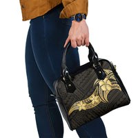 Gold Black Polynesia Hibiscus Plumeria Tattoo Shoulder Handbag LT14 - Polynesian Pride