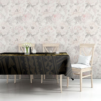 Gold Black Polynesia Hibiscus Plumeria Tattoo Tablecloth LT14 - Polynesian Pride