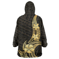 Gold Black Polynesia Hibiscus Plumeria Tattoo Wearable Blanket Hoodie LT14 - Polynesian Pride