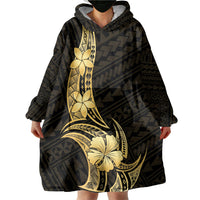 Gold Black Polynesia Hibiscus Plumeria Tattoo Wearable Blanket Hoodie LT14 - Polynesian Pride