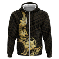Gold Black Polynesia Hibiscus Plumeria Tattoo Zip Hoodie LT14 Zip Hoodie Black - Polynesian Pride