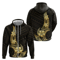 Gold Black Polynesia Hibiscus Plumeria Tattoo Zip Hoodie LT14 - Polynesian Pride