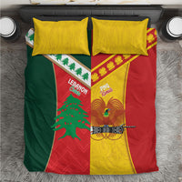 Rugby Papua New Guinea and Lebanon Bedding Set PNG Kumuls Cedars Together LT14 Multicolor - Polynesian Pride