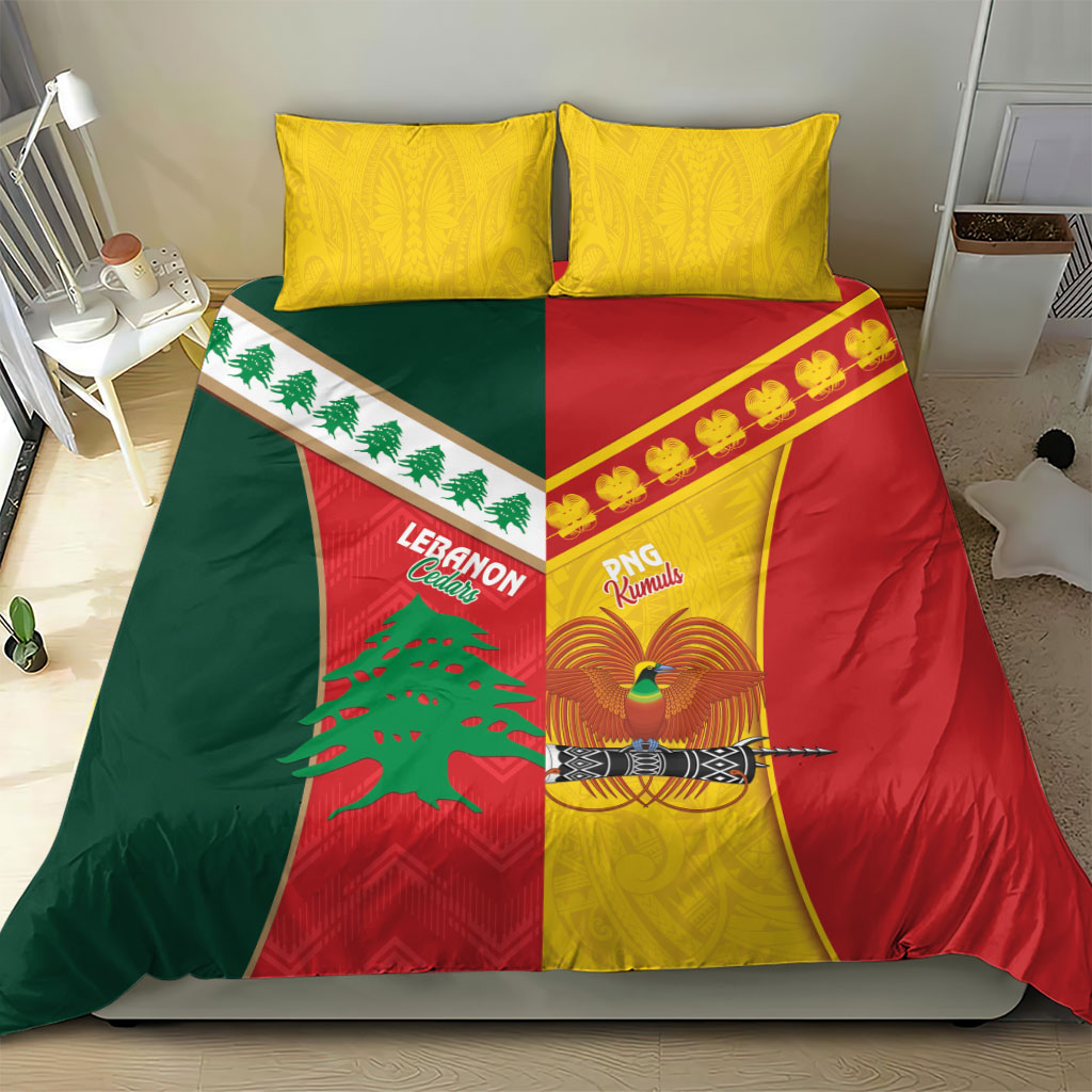 Rugby Papua New Guinea and Lebanon Bedding Set PNG Kumuls Cedars Together LT14 - Polynesian Pride