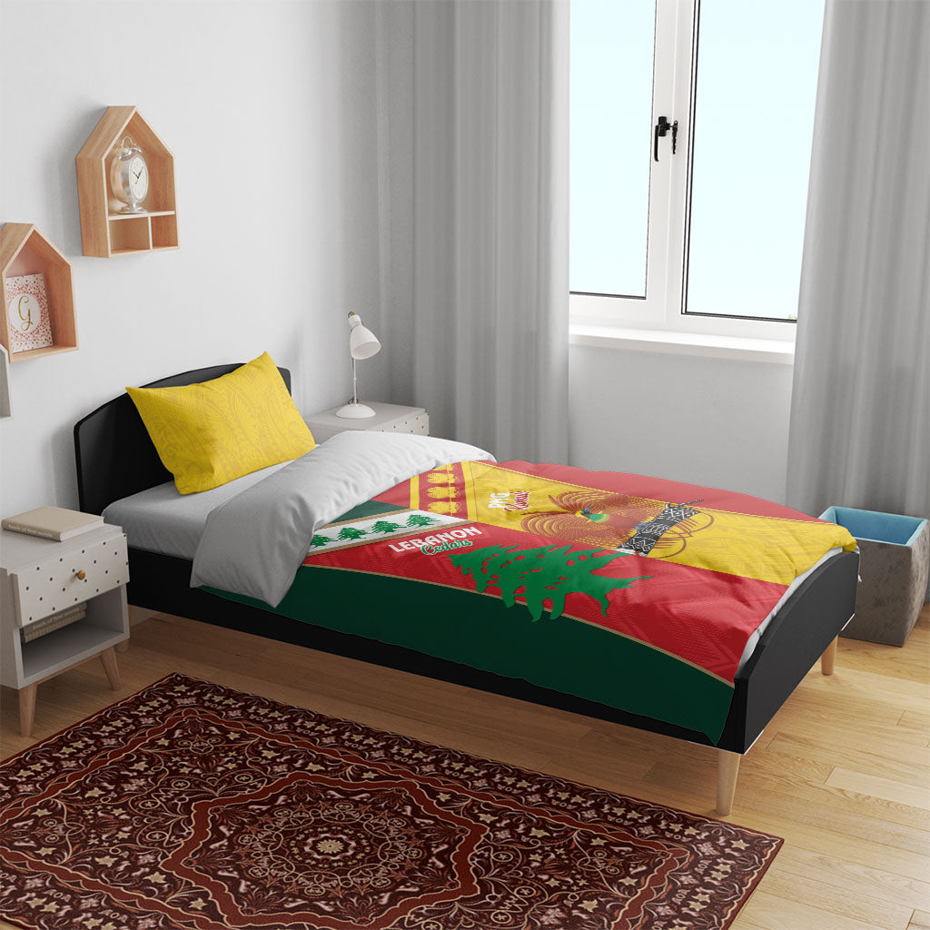 Rugby Papua New Guinea and Lebanon Bedding Set PNG Kumuls Cedars Together LT14 - Polynesian Pride