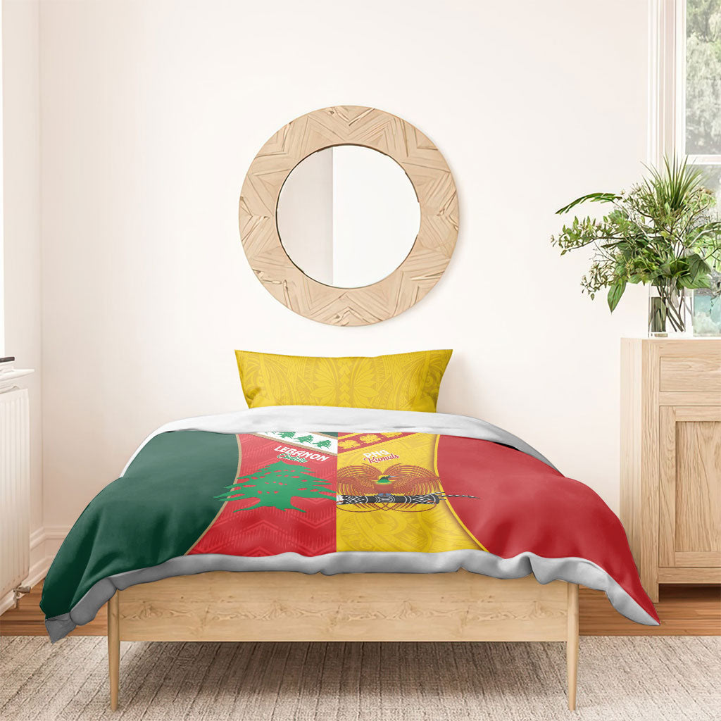 Rugby Papua New Guinea and Lebanon Bedding Set PNG Kumuls Cedars Together LT14 - Polynesian Pride