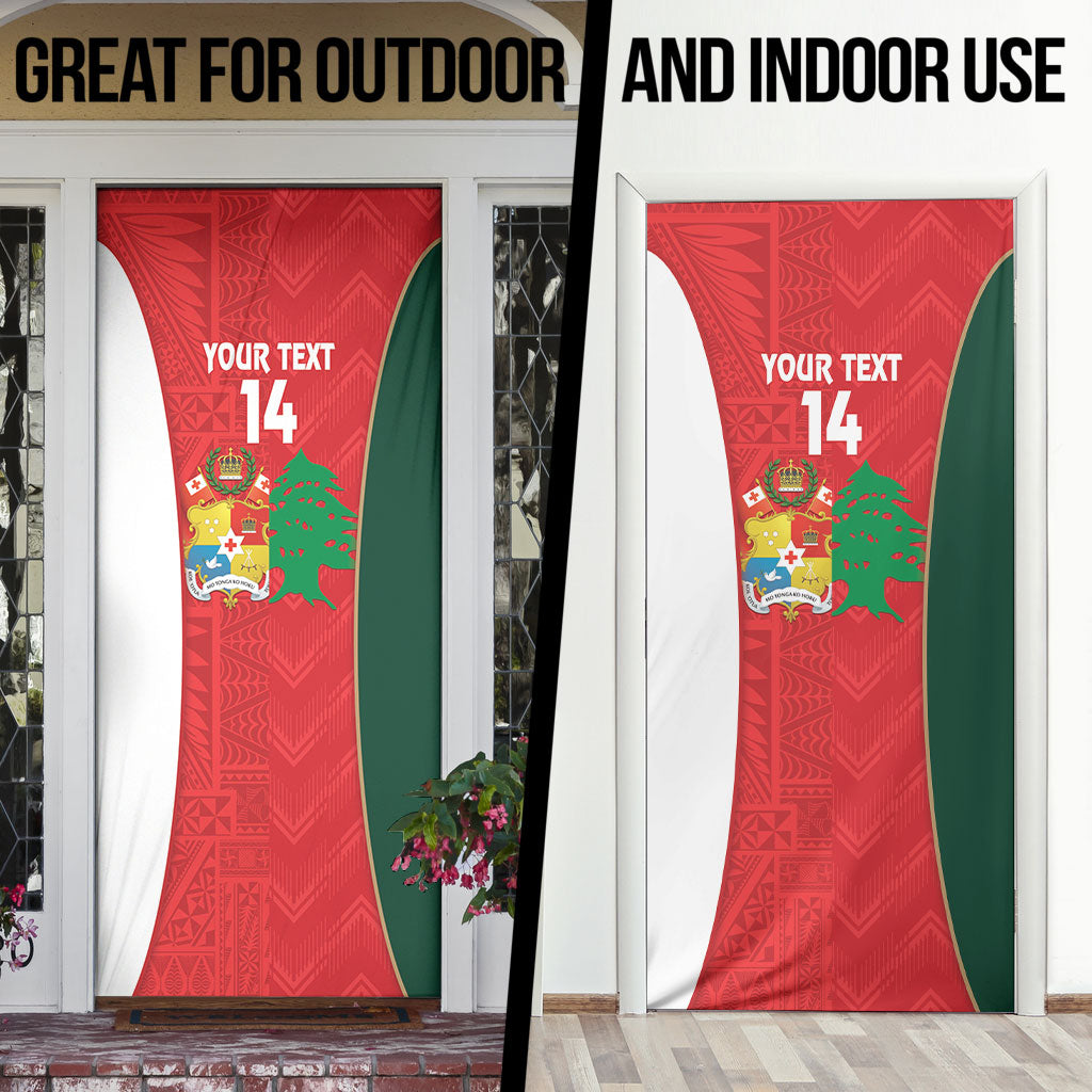 Custom Rugby Tonga and Lebanon Door Cover Mate Maa Tonga Cedars Together LT14 - Polynesian Pride