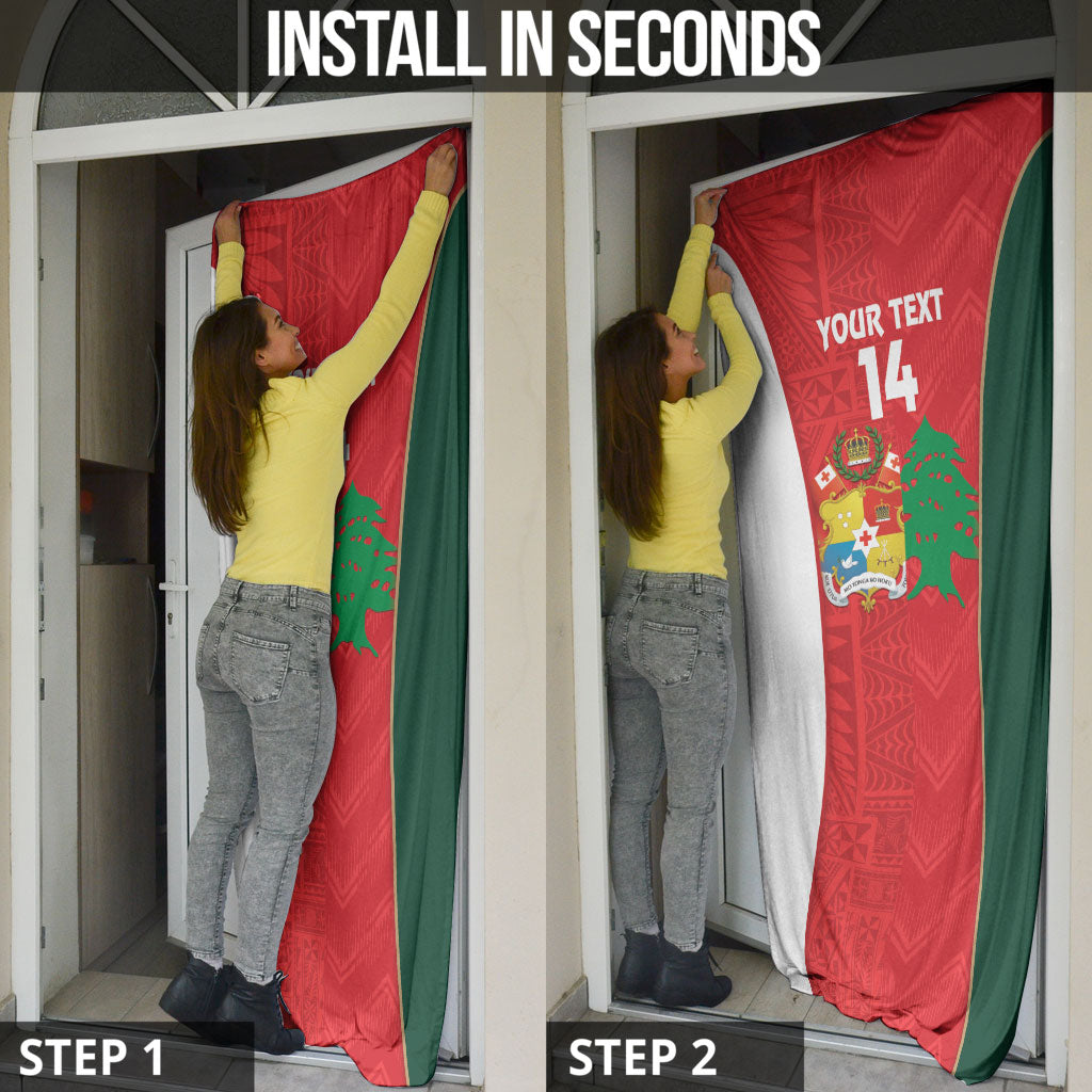 Custom Rugby Tonga and Lebanon Door Cover Mate Maa Tonga Cedars Together LT14 - Polynesian Pride