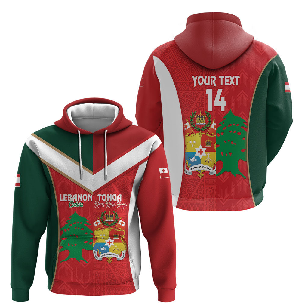 Custom Rugby Tonga and Lebanon Hoodie Mate Maa Tonga Cedars Together LT14 - Polynesian Pride