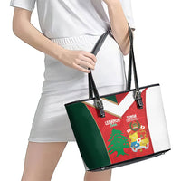 Rugby Tonga and Lebanon Leather Tote Bag Mate Maa Tonga Cedars Together LT14 - Polynesian Pride