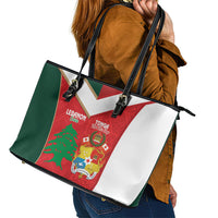 Rugby Tonga and Lebanon Leather Tote Bag Mate Maa Tonga Cedars Together LT14 - Polynesian Pride
