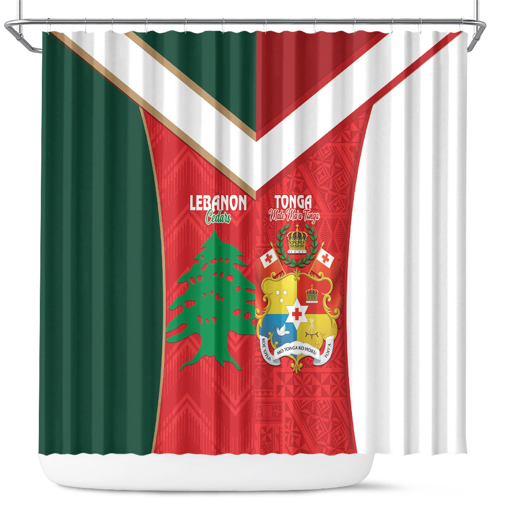 Rugby Tonga and Lebanon Shower Curtain Mate Maa Tonga Cedars Together LT14 Multicolor - Polynesian Pride