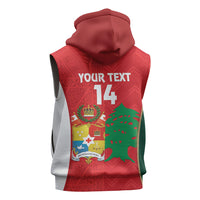 Custom Rugby Tonga and Lebanon Sleeveless Zip Hoodie Mate Maa Tonga Cedars Together LT14 - Polynesian Pride