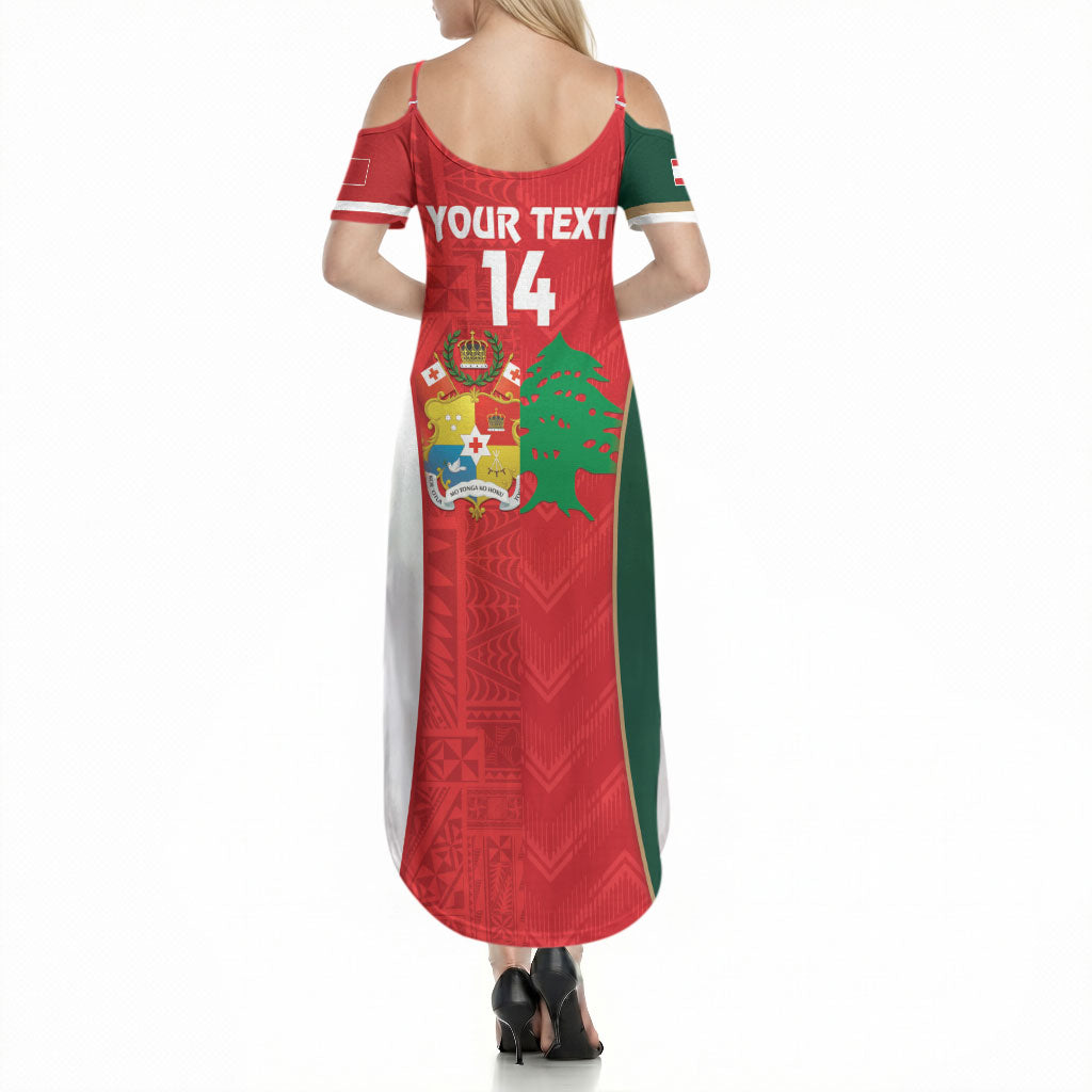 Custom Rugby Tonga and Lebanon Summer Maxi Dress Mate Maa Tonga Cedars Together LT14 - Polynesian Pride