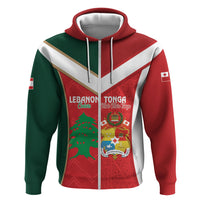 Custom Rugby Tonga and Lebanon Zip Hoodie Mate Maa Tonga Cedars Together LT14 Zip Hoodie Multicolor - Polynesian Pride