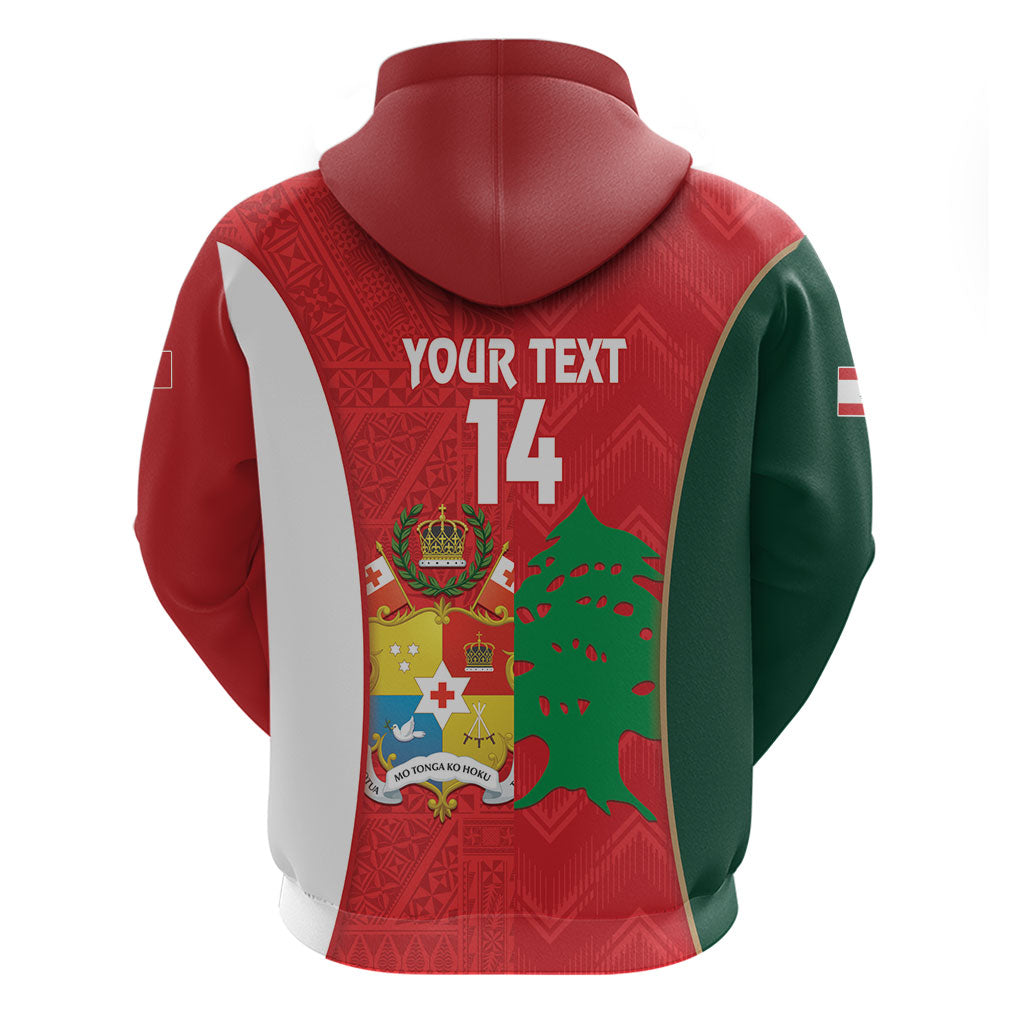 Custom Rugby Tonga and Lebanon Zip Hoodie Mate Maa Tonga Cedars Together LT14 - Polynesian Pride