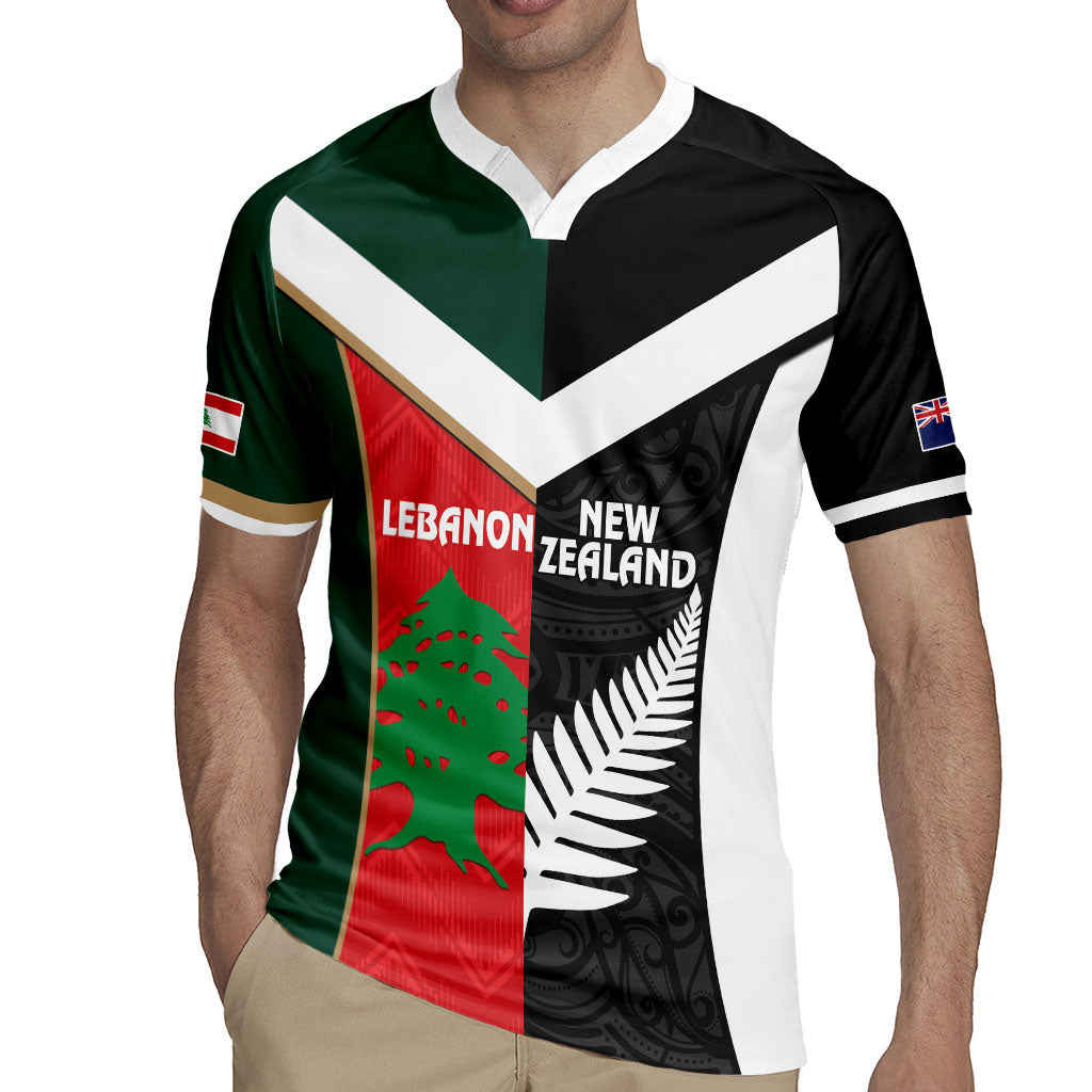 Custom Rugby New Zealand and Lebanon Rugby Jersey All Black Cedars Together LT14 - Polynesian Pride