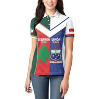 Custom Rugby Samoa and Lebanon Women Polo Shirt Toa Samoa Cedars Together LT14 - Polynesian Pride