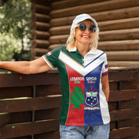 Custom Rugby Samoa and Lebanon Women Polo Shirt Toa Samoa Cedars Together LT14 - Polynesian Pride