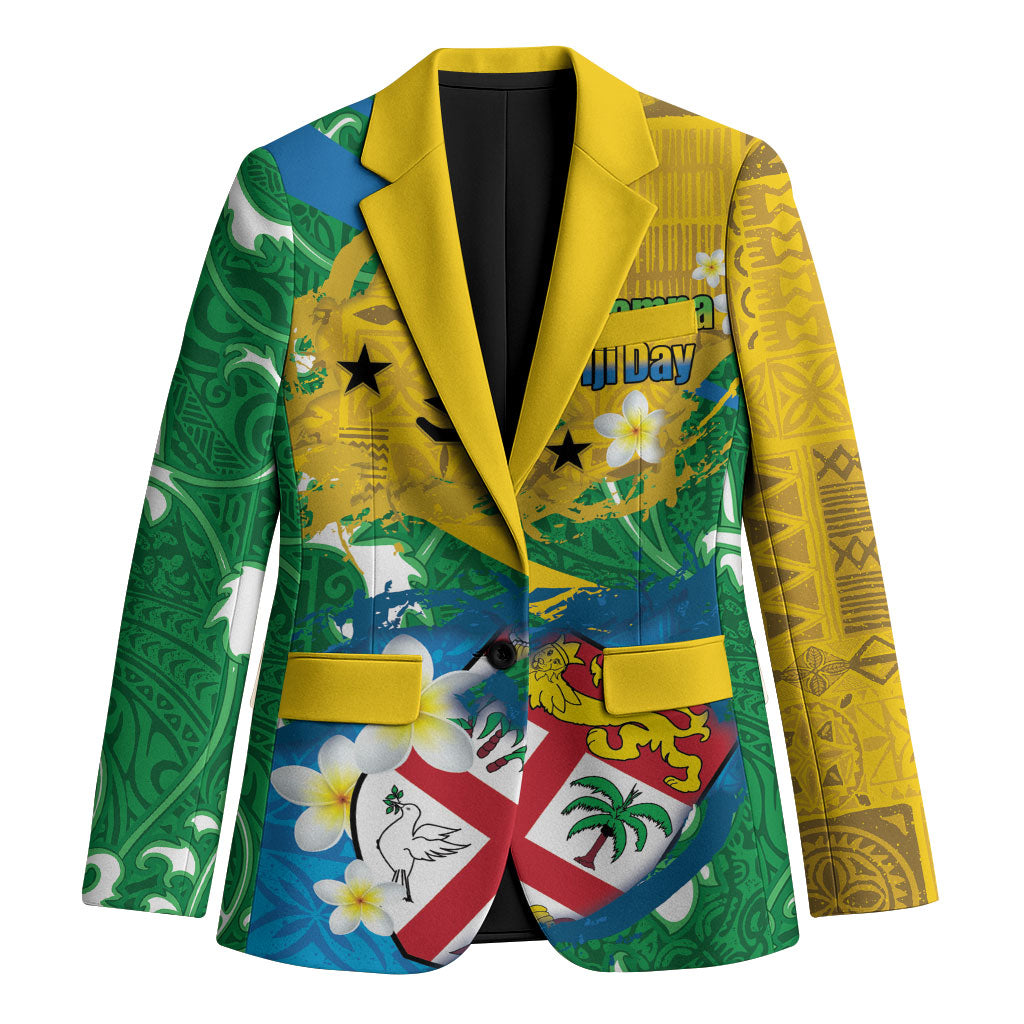 Malampa Fiji Day Blazer 10 October Together We Grow Grunge Tapa Motifs LT14 Unisex Multicolor - Polynesian Pride