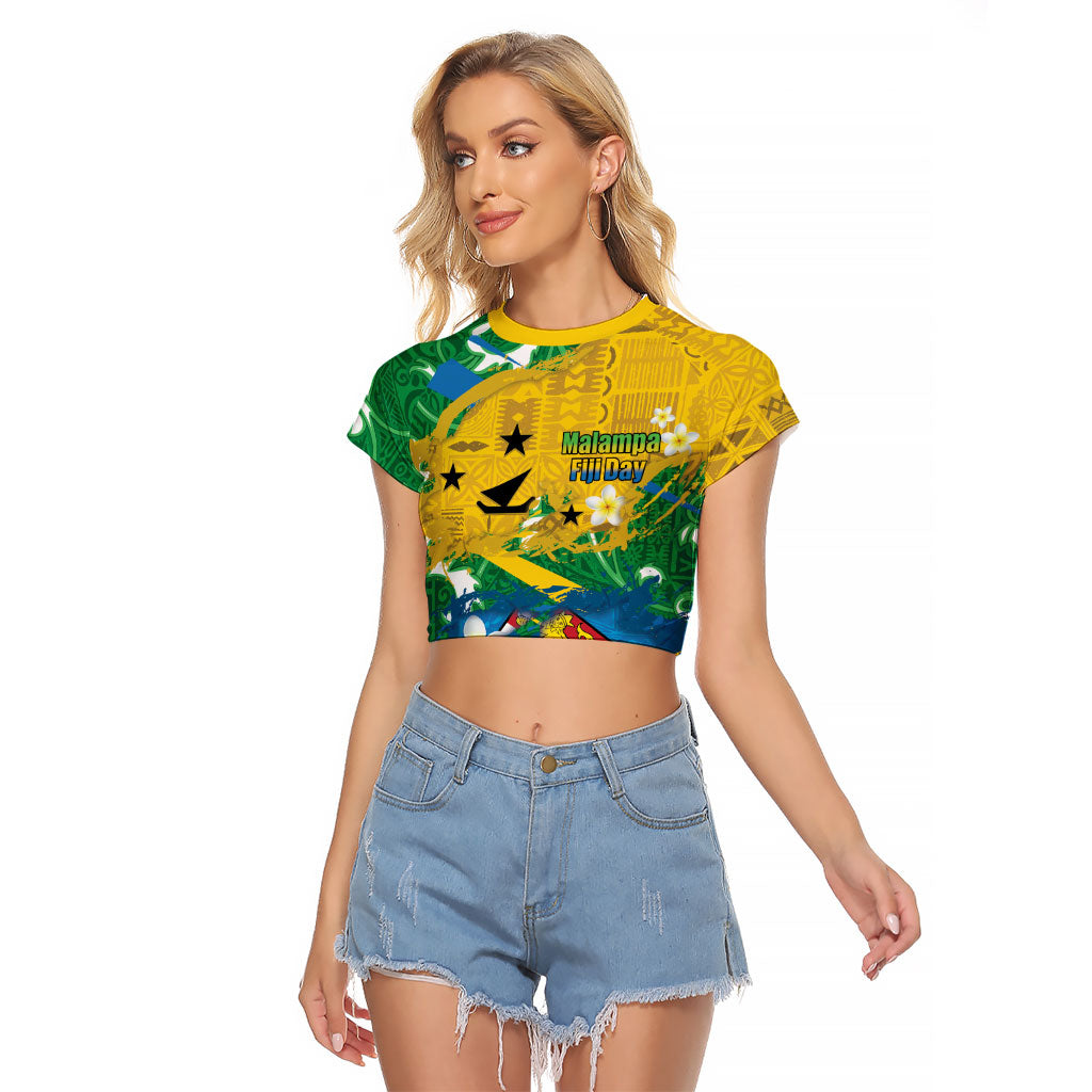 Malampa Fiji Day Raglan Cropped T Shirt 10 October Together We Grow Grunge Tapa Motifs LT14 Female Multicolor - Polynesian Pride