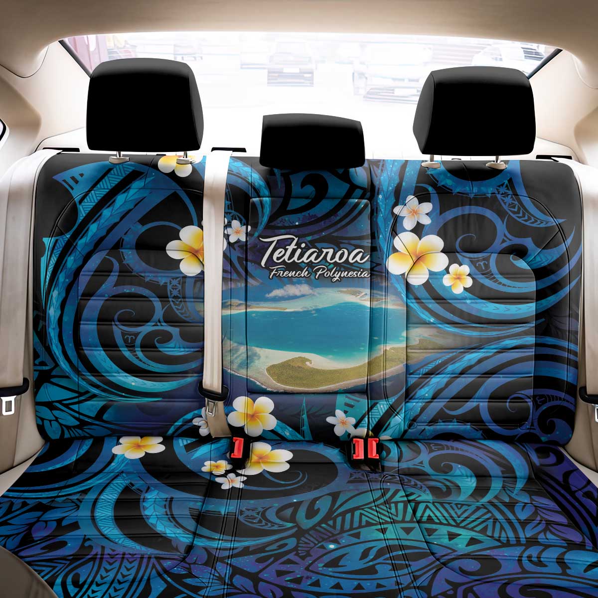 French Polynesia Tetiaroa Atoll Back Car Seat Cover Polynesian Curves Style LT14 - Polynesian Pride