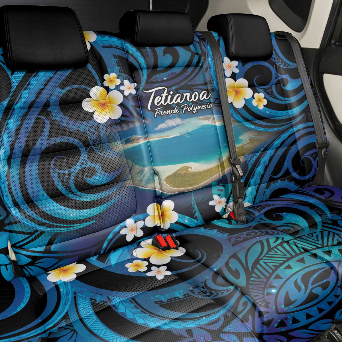 French Polynesia Tetiaroa Atoll Back Car Seat Cover Polynesian Curves Style LT14 - Polynesian Pride