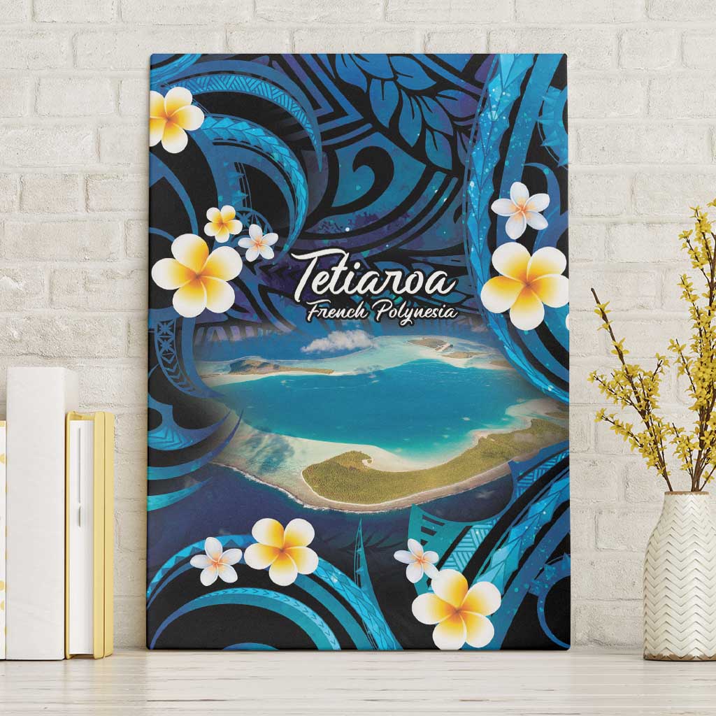 French Polynesia Tetiaroa Atoll Canvas Wall Art Polynesian Curves Style LT14 Without Frame Blue - Polynesian Pride