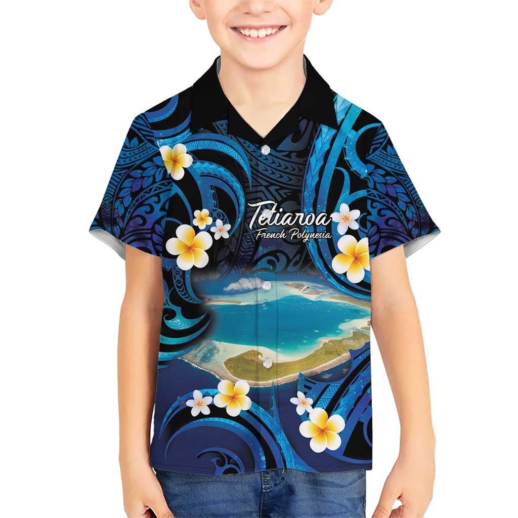 French Polynesia Tetiaroa Atoll Kid Hawaiian Shirt Polynesian Curves Style LT14 Kid Blue - Polynesian Pride