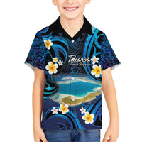 French Polynesia Tetiaroa Atoll Kid Hawaiian Shirt Polynesian Curves Style LT14 Kid Blue - Polynesian Pride