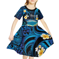 French Polynesia Tetiaroa Atoll Kid Short Sleeve Dress Polynesian Curves Style LT14 - Polynesian Pride
