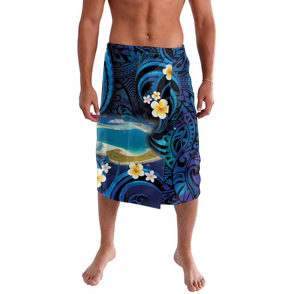 French Polynesia Tetiaroa Atoll Lavalava Polynesian Curves Style LT14 Blue - Polynesian Pride