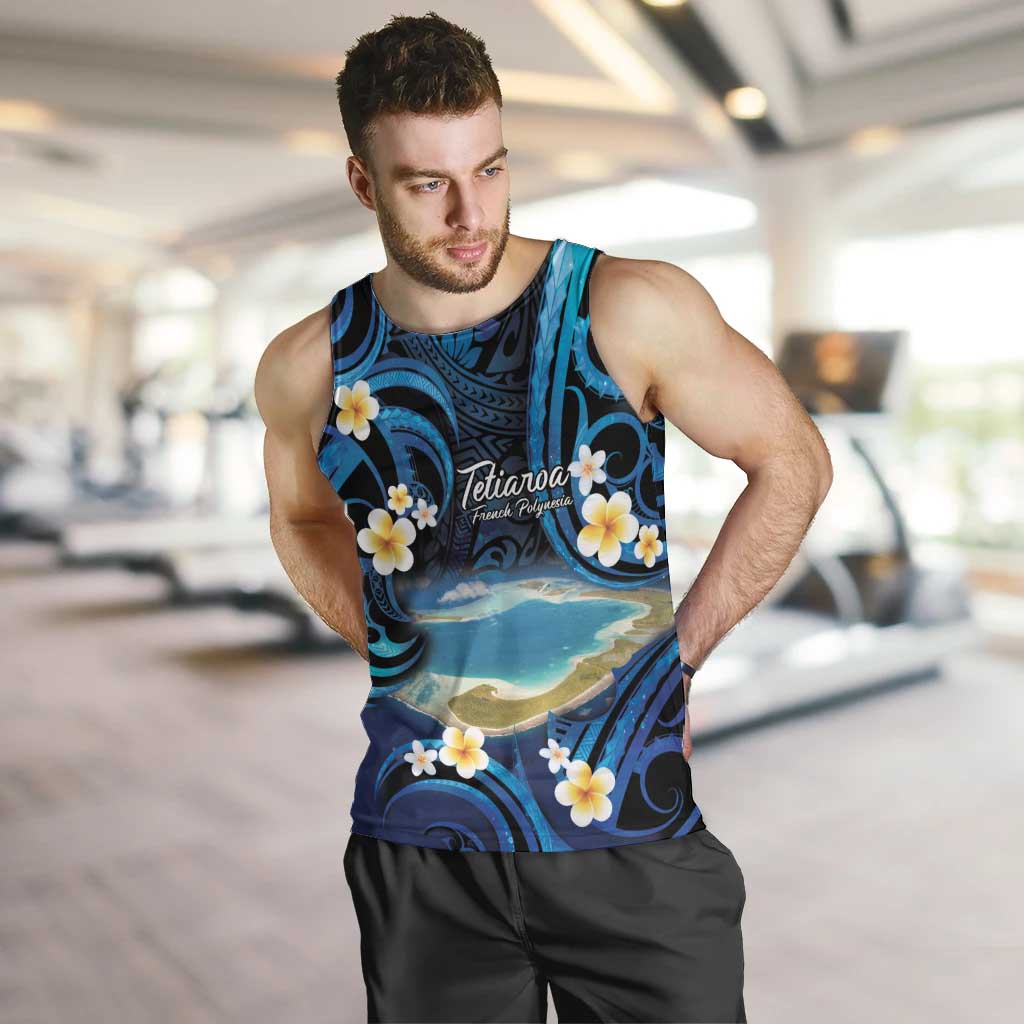 French Polynesia Tetiaroa Atoll Men Tank Top Polynesian Curves Style LT14 Blue - Polynesian Pride